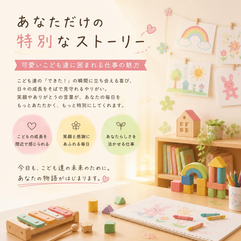 あなただけの特別なストーリー、可愛いこども達に囲まれる仕事の魅力